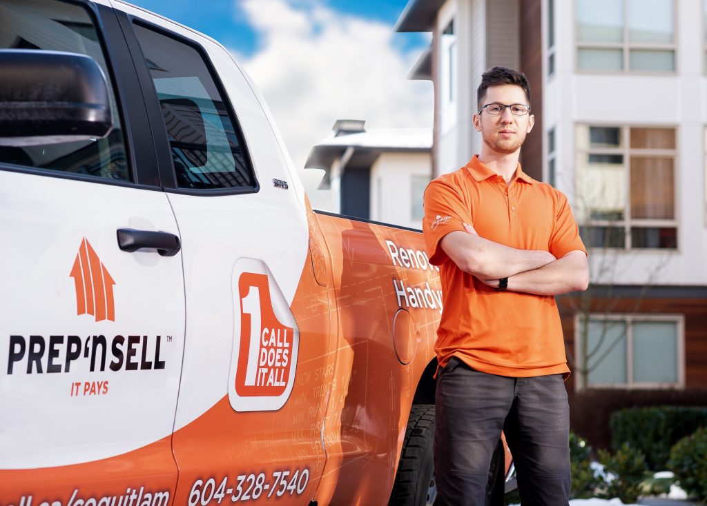 Prep'n Sell Coquitlam's reliable branded truck outside a staged, market-ready home